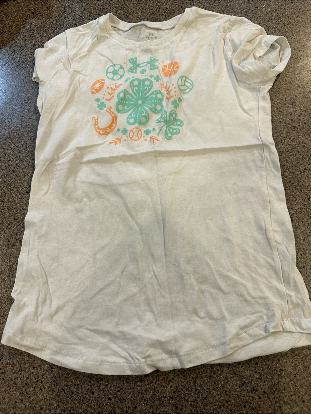 Kids White Tee with Mint & Orange Floral Sports Graphic